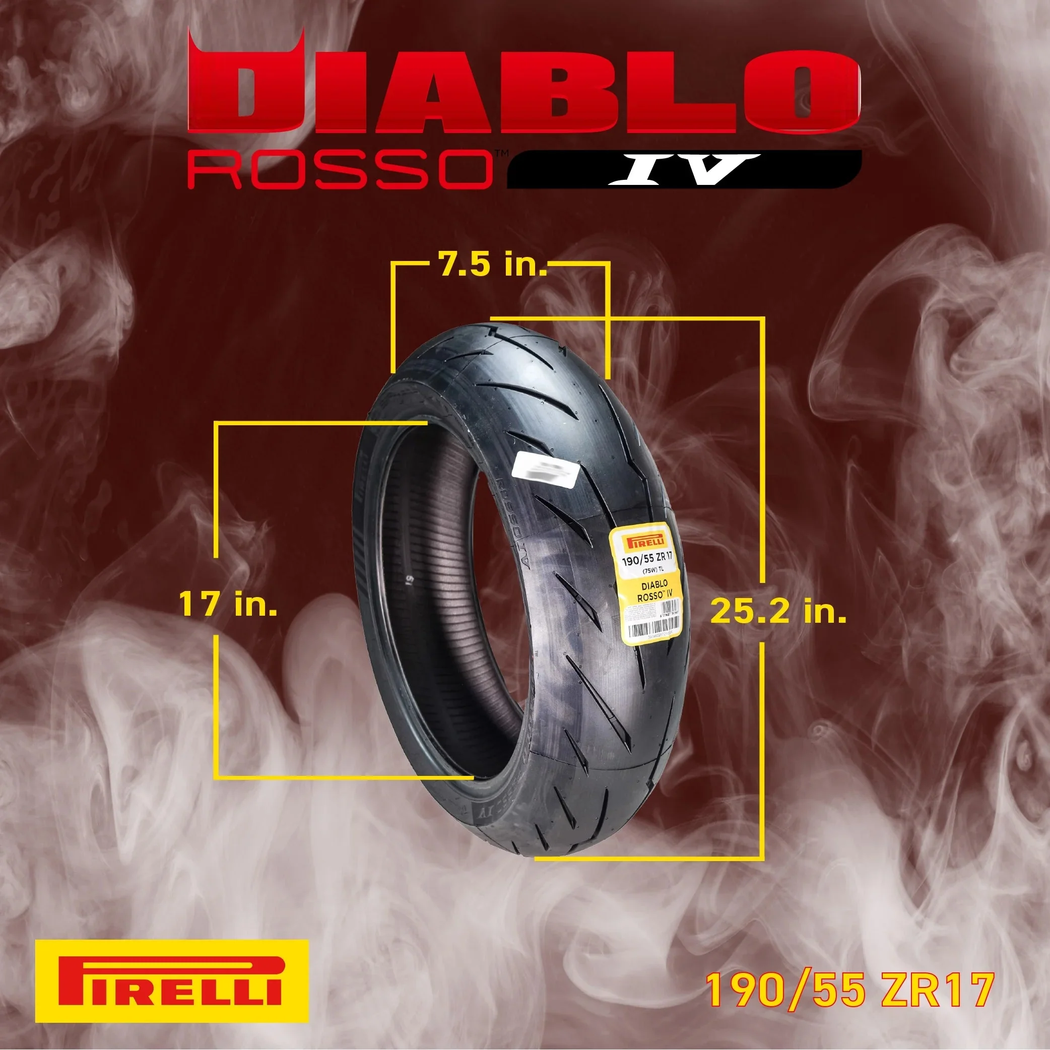 Pirelli Diablo Rosso IV Motorcycle Tires Set �C Front 110/70ZR17 & Rear 190/55ZR17 with Bonus Keychain