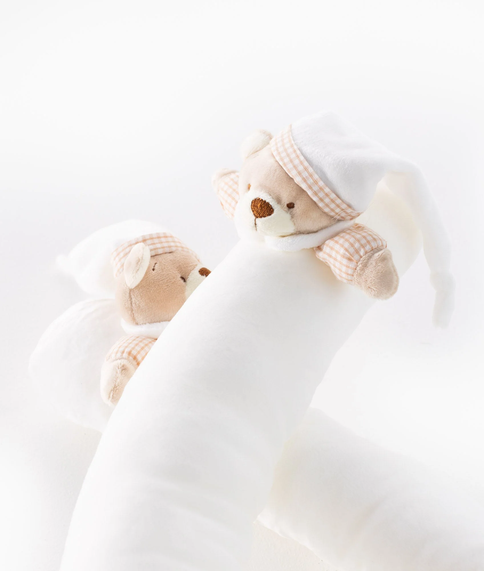 Bear Baby Bolster | White & Beige