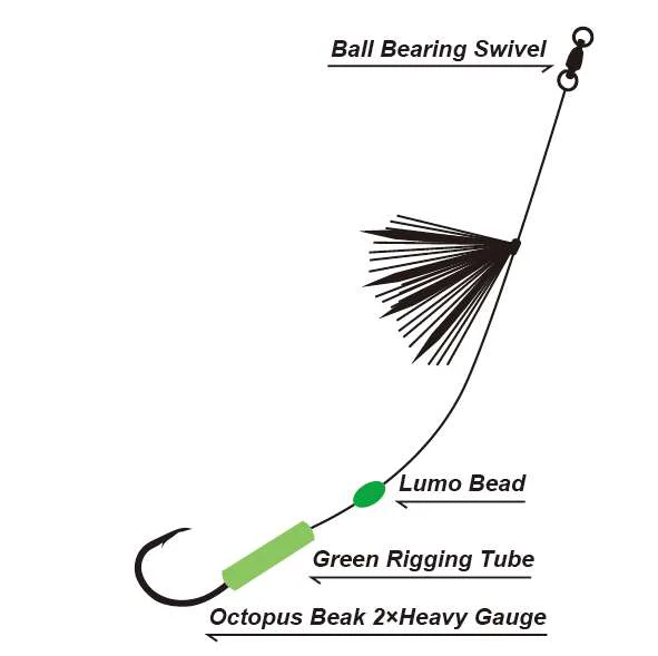 MasterPro Sliding Skirt Single Hook Rigs 10pcs | 4/0 5/0 6/0 | 60lb Line | Lumo Beads | Sliding Skirt | Aussie Saltwater Snapper Rig