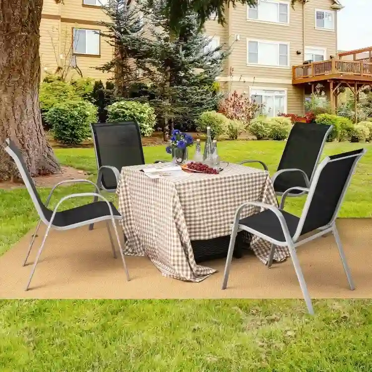 4 Pieces Stackable Patio Dining Chairs Set with Armrest - 29 x 21.5 x 35.5 (L x W x H)
