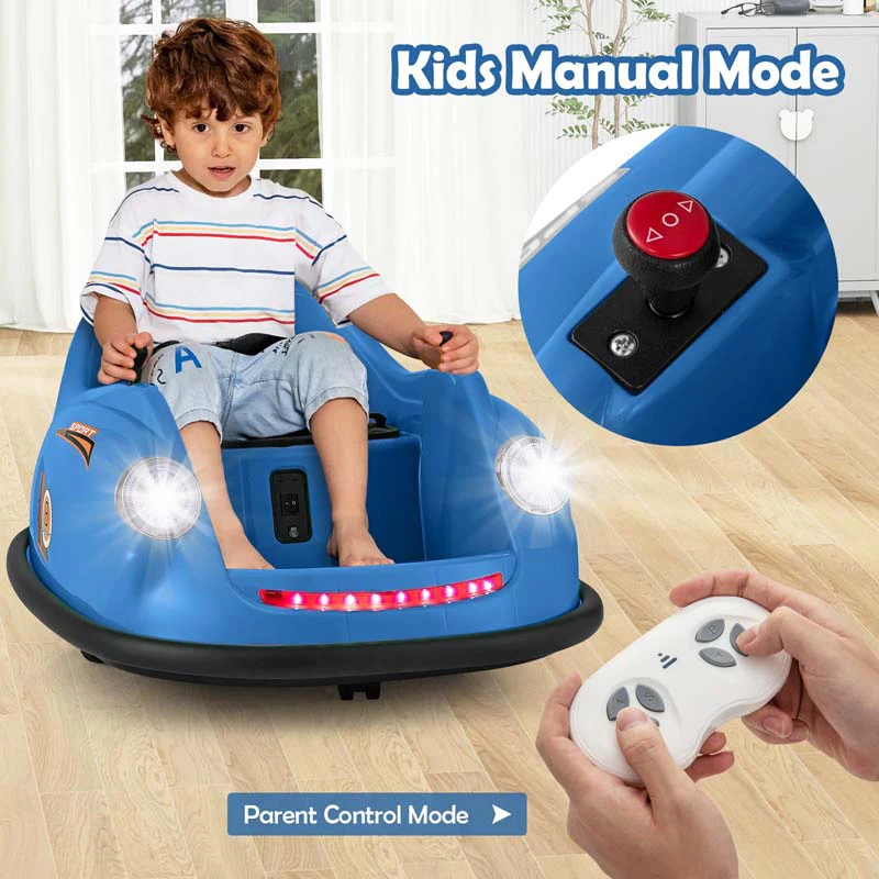 12V Electric Kids Ride on Bumper Car with Remote Control, 360° Spin & LED Lights, Battery Powered Baby Bumping Toy Car for Toddlers Ages 2-5
