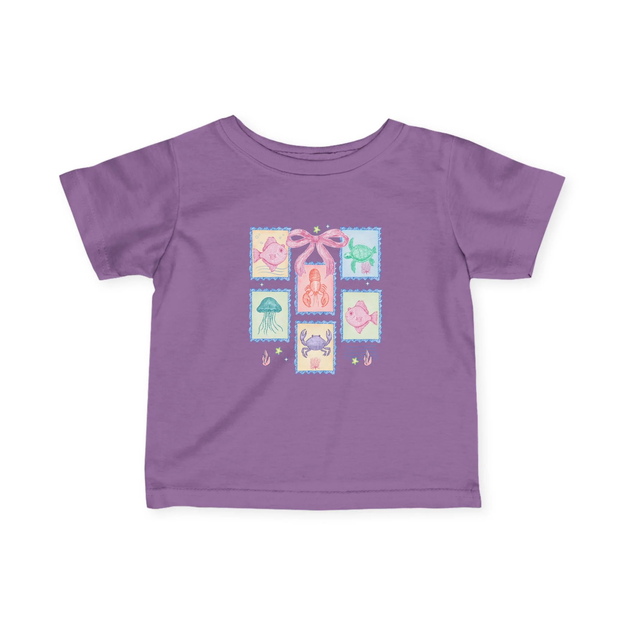 Copy of Baby Tee with Cute Duck Illustration �C Blue Bow Infant Shirt