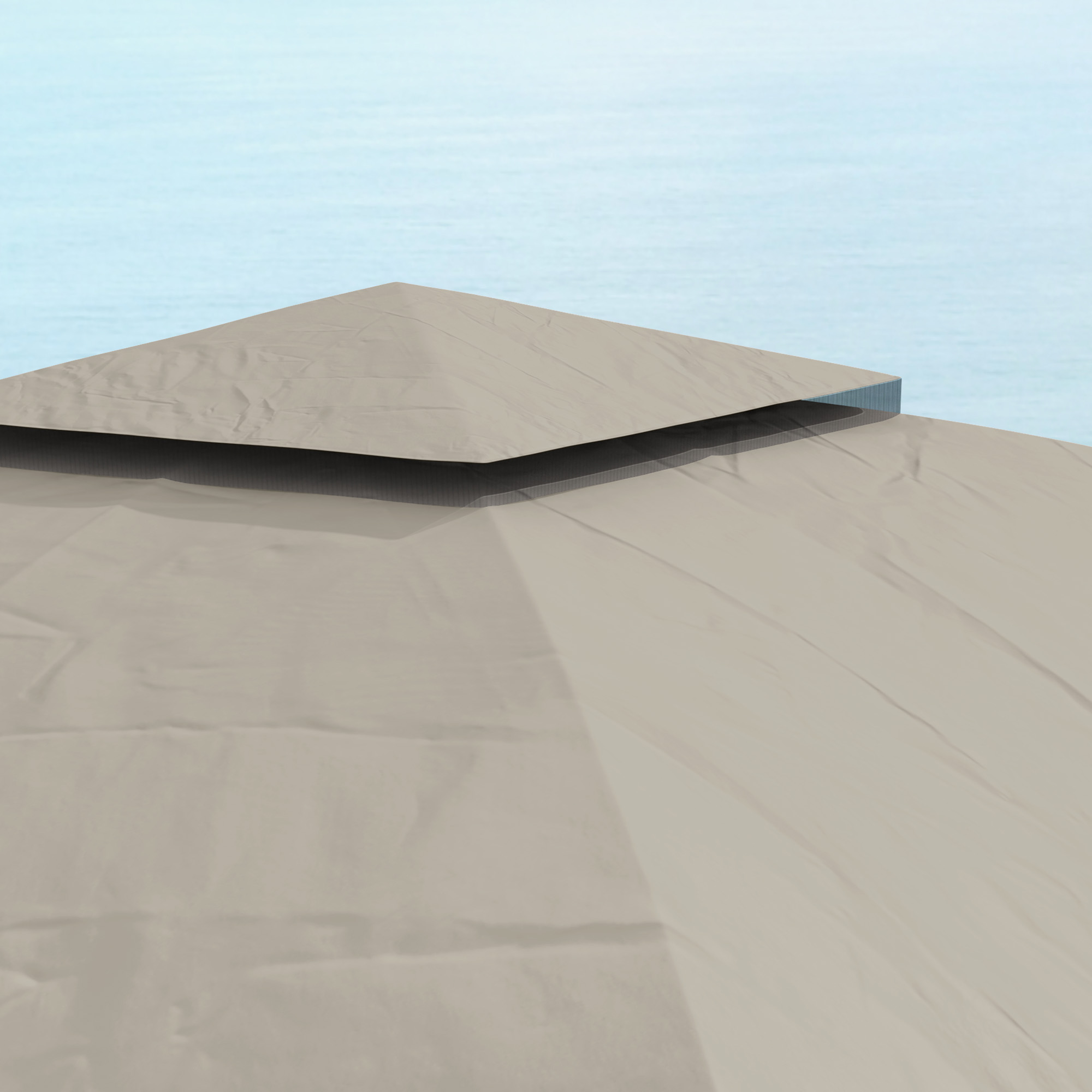 Outsunny 3,4 x 3,4 m Tuinpaviljoen, Feesttent met Ventilatiedak, Boogvensters, Stalen Frame, Lichtgrijs