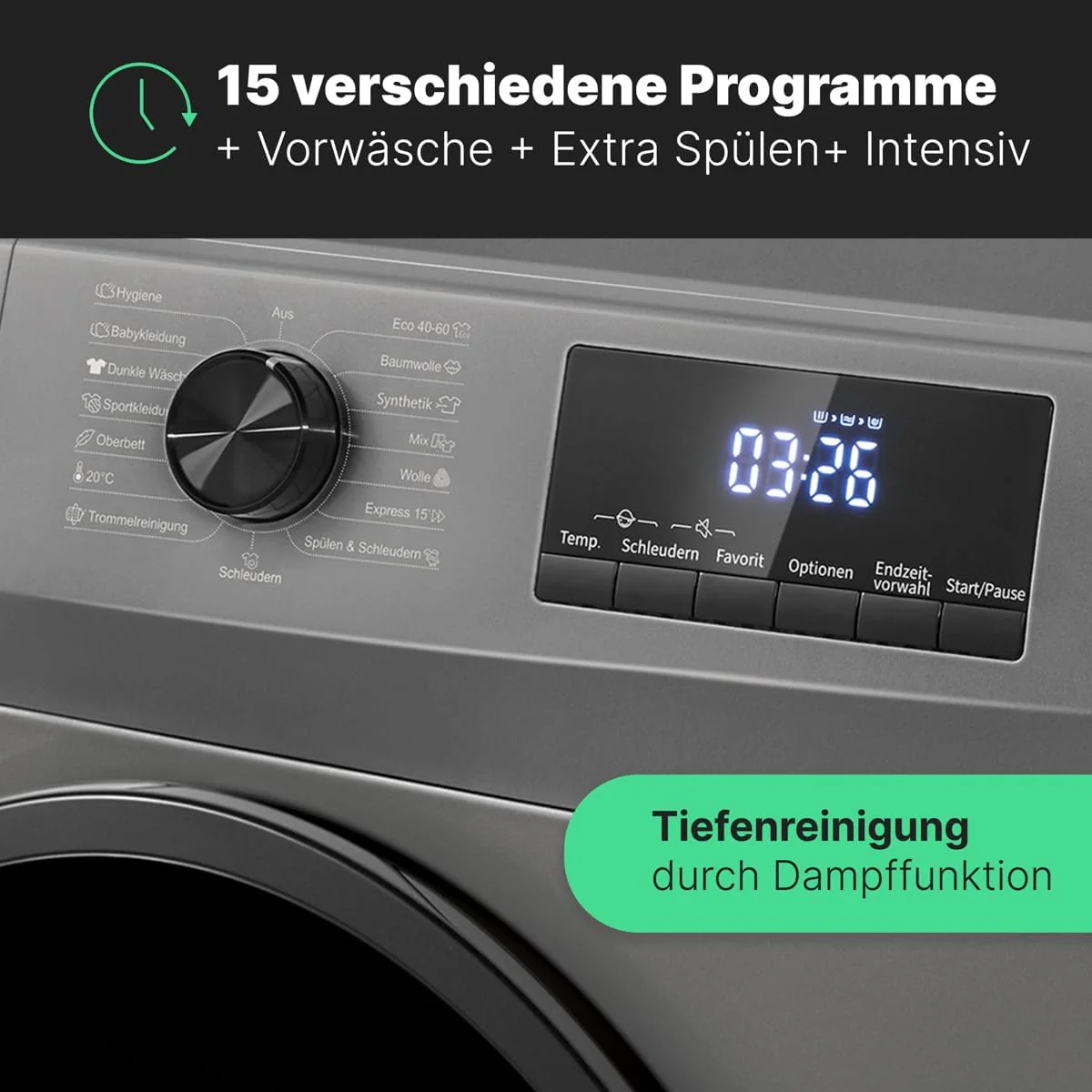Bomann Wasmachine 7kg | maximaal 1400 tpm | 10 jaar motorgarantie | Effici?nte, stille en duurzame invertermotor | 15 programma's | Eindtijd Netnummer | LED-scherm | Wasmachine | WA 7175 wit