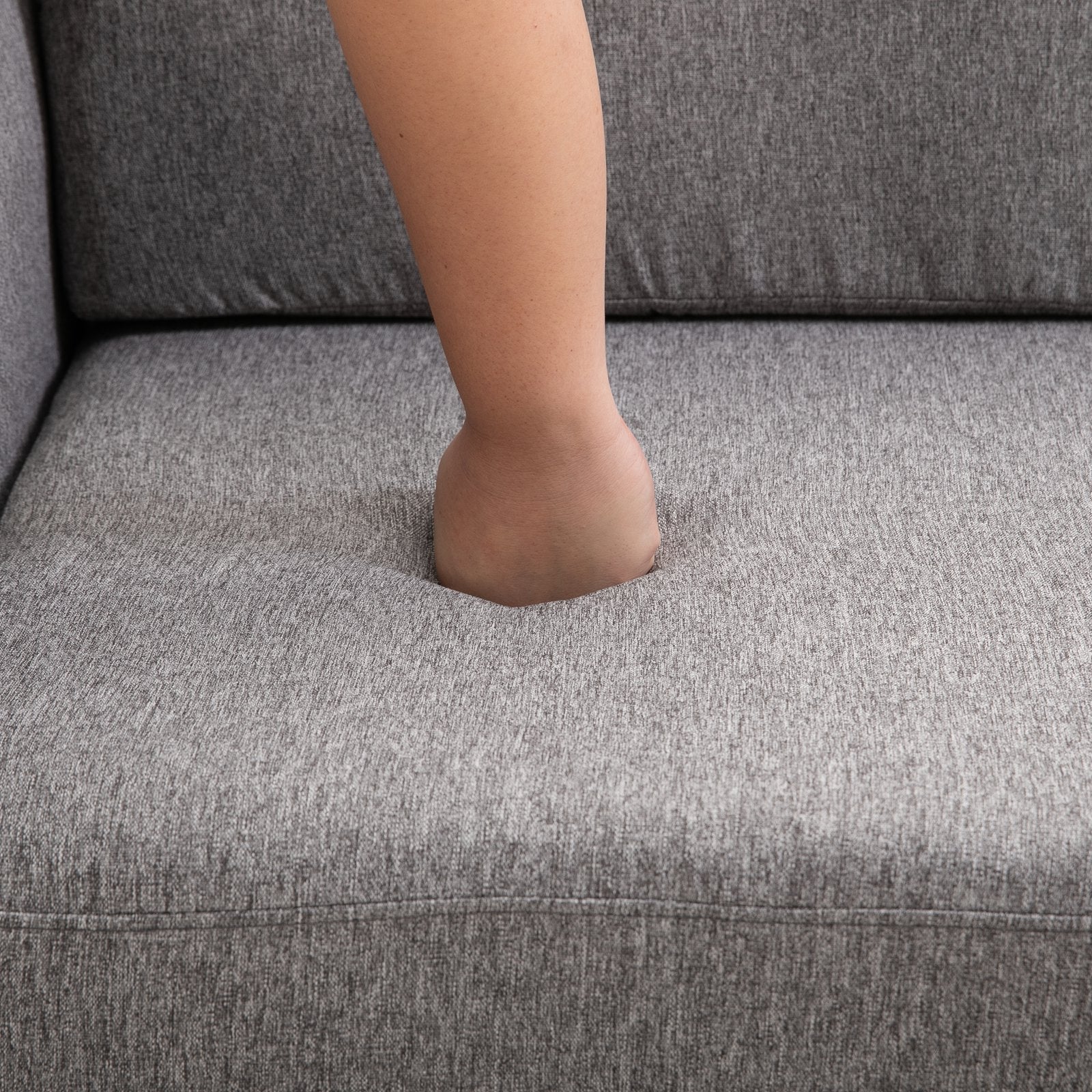 Divano 2 Posti 65x141x78 cm in Legno e Tessuto Lino  Grigio