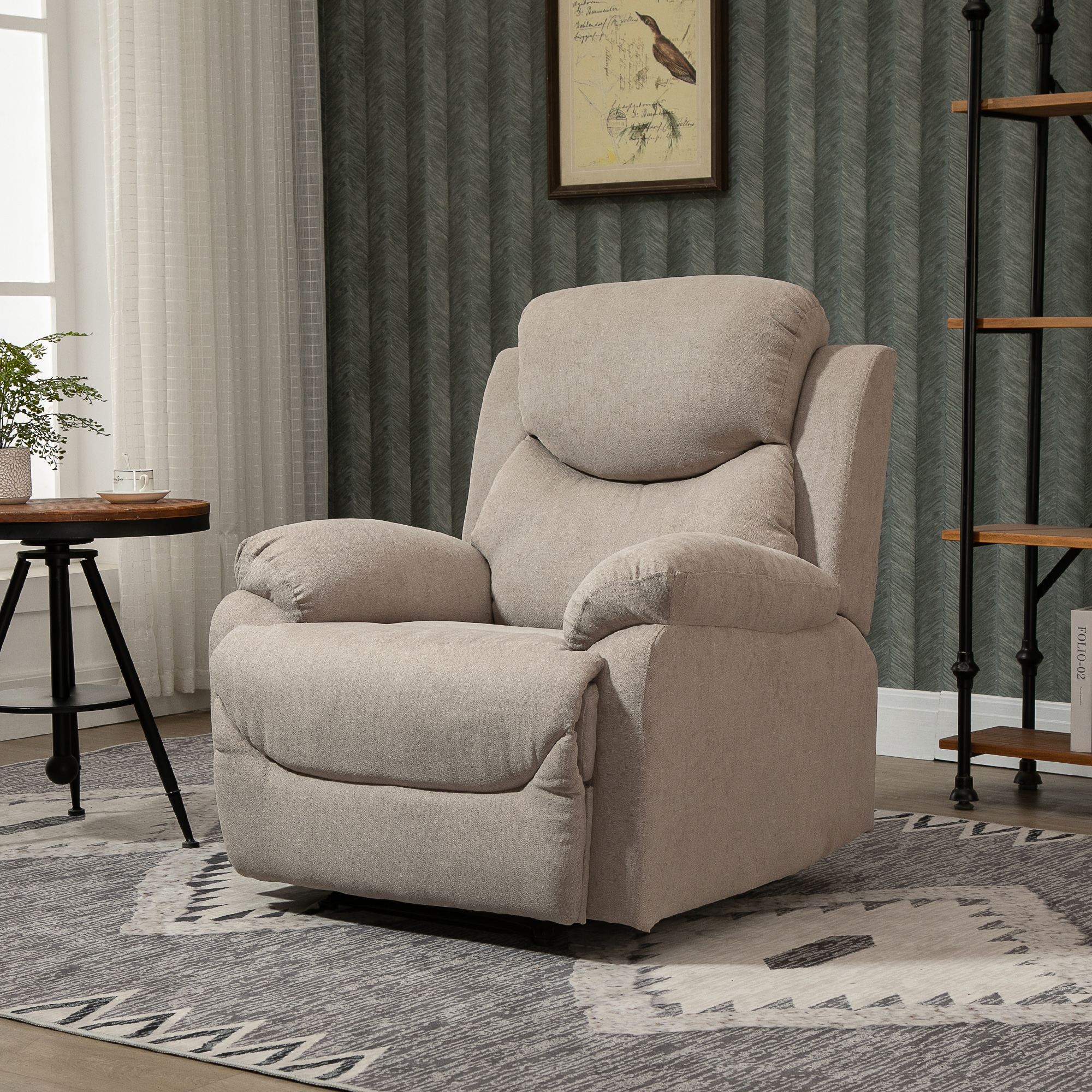 HOMCOM relaxfauteuil enkele sofa ligbed kantelbaar 150 ° TV-fauteuil linnen beige 97 x 96 x 105,5 cm