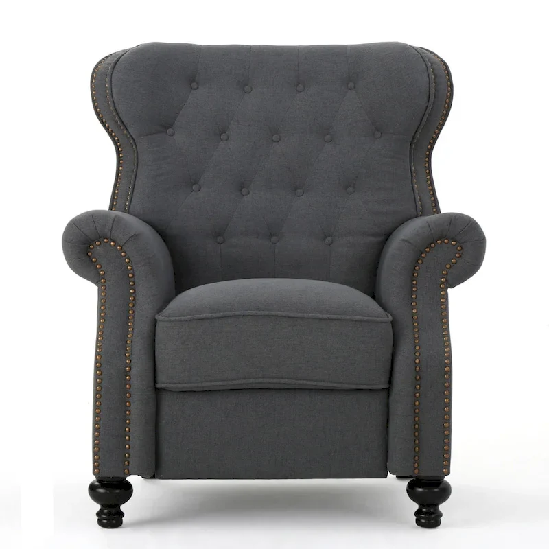 Walder Tufted Nailhead Fabric Recliner by Christopher Knight Home