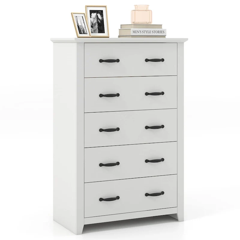 5 Drawer Chest Storage Dresser Tall Cabinet Organizer Bedroom Hallway