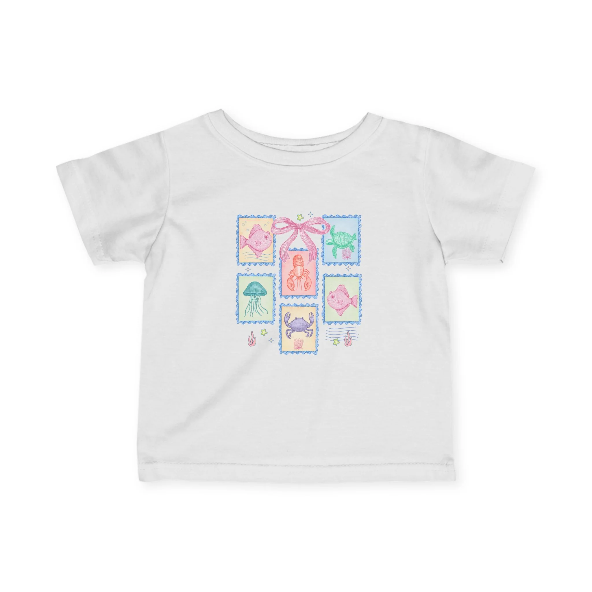 Copy of Baby Tee with Cute Duck Illustration �C Blue Bow Infant Shirt