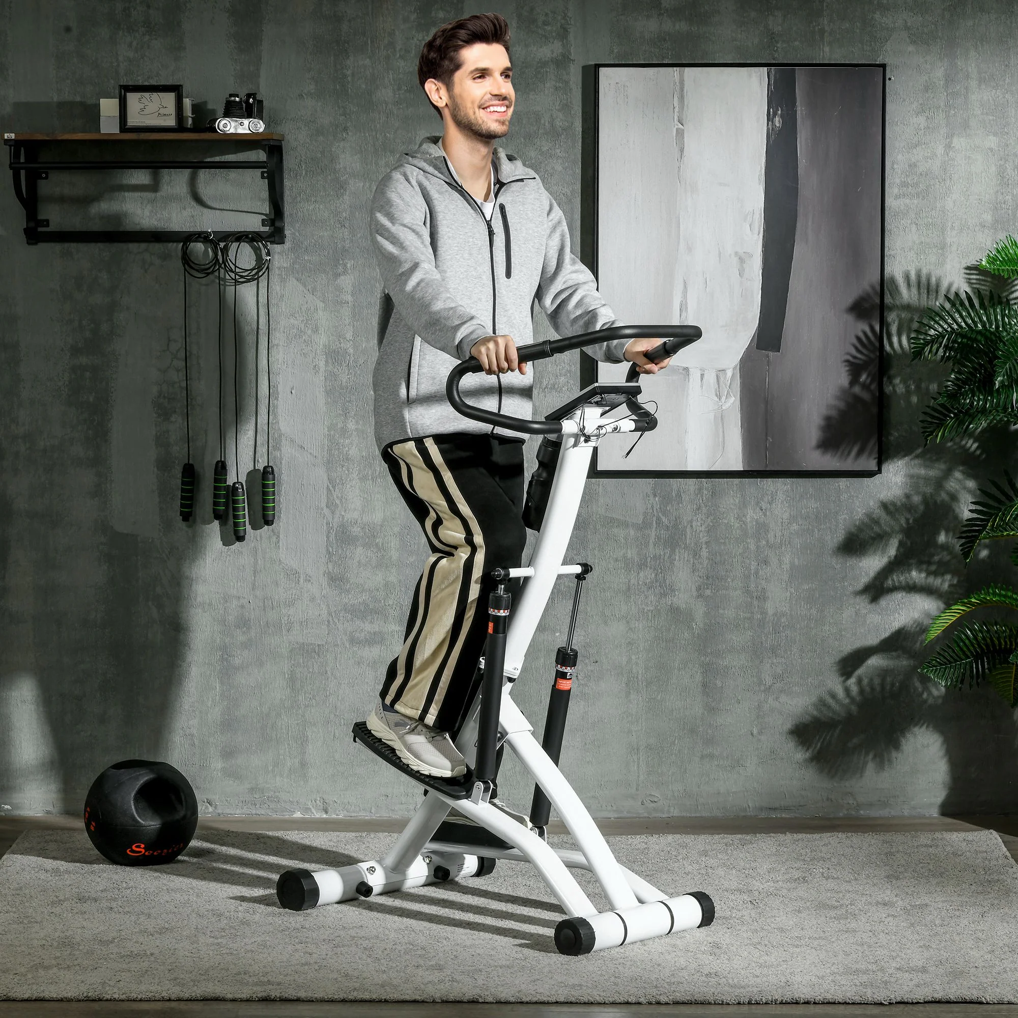 SPORTNOW Stepper mit Handgriff 12 Widerstandsstufen Monitor-Anzeige