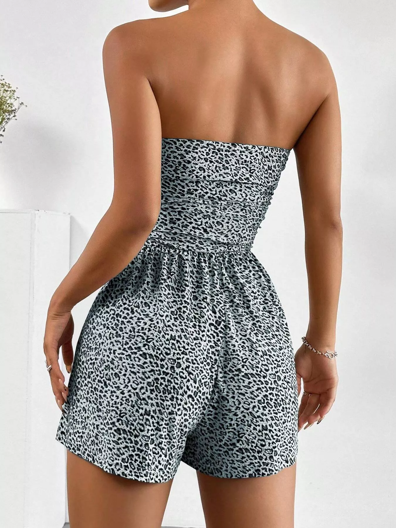 Chic Strapless Ruched Waist Romper
