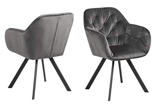 AC Design Furniture Sedia Kerstin in velluto, dimensioni: 57,5 x 81,5 x 61,5 cm (larghezza x altezza x lunghezza) 1 pezzo, 82122, grigio : Amazon.it: Casa e cucina