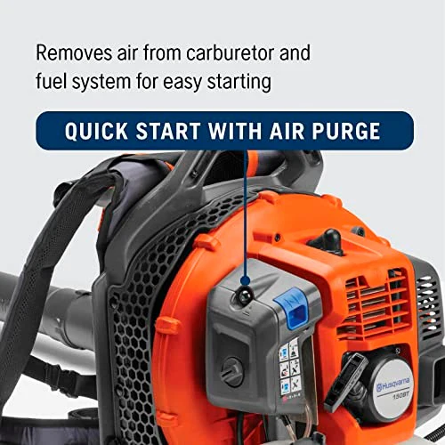 Husqvarna 150BT Petrol Leaf Blower with Backpack, 51 cc, 2.16 hp, 765 CFM, 270 MPH, Ergonomic Design