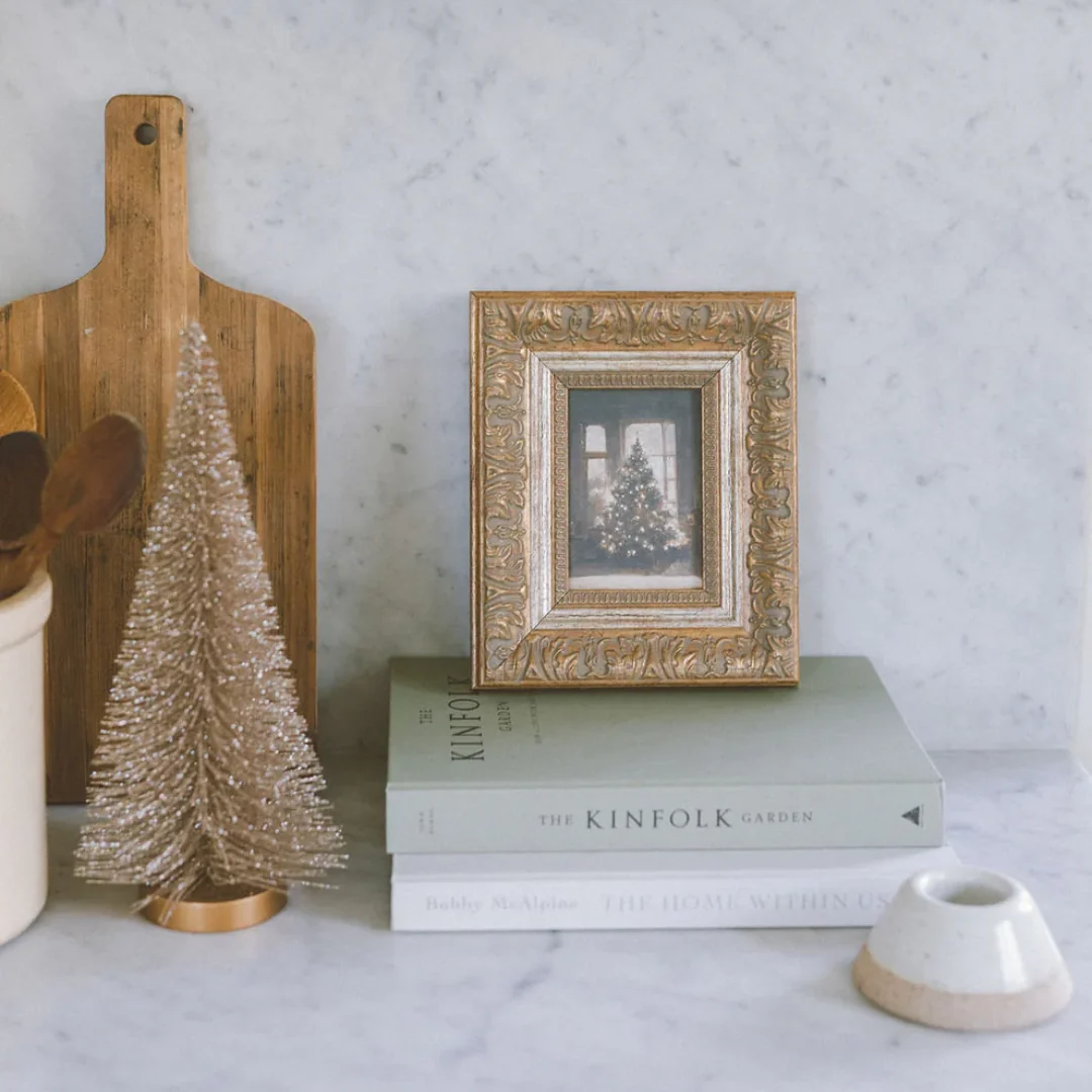 Glowing Christmas Tree Framed Antique Inspired Art