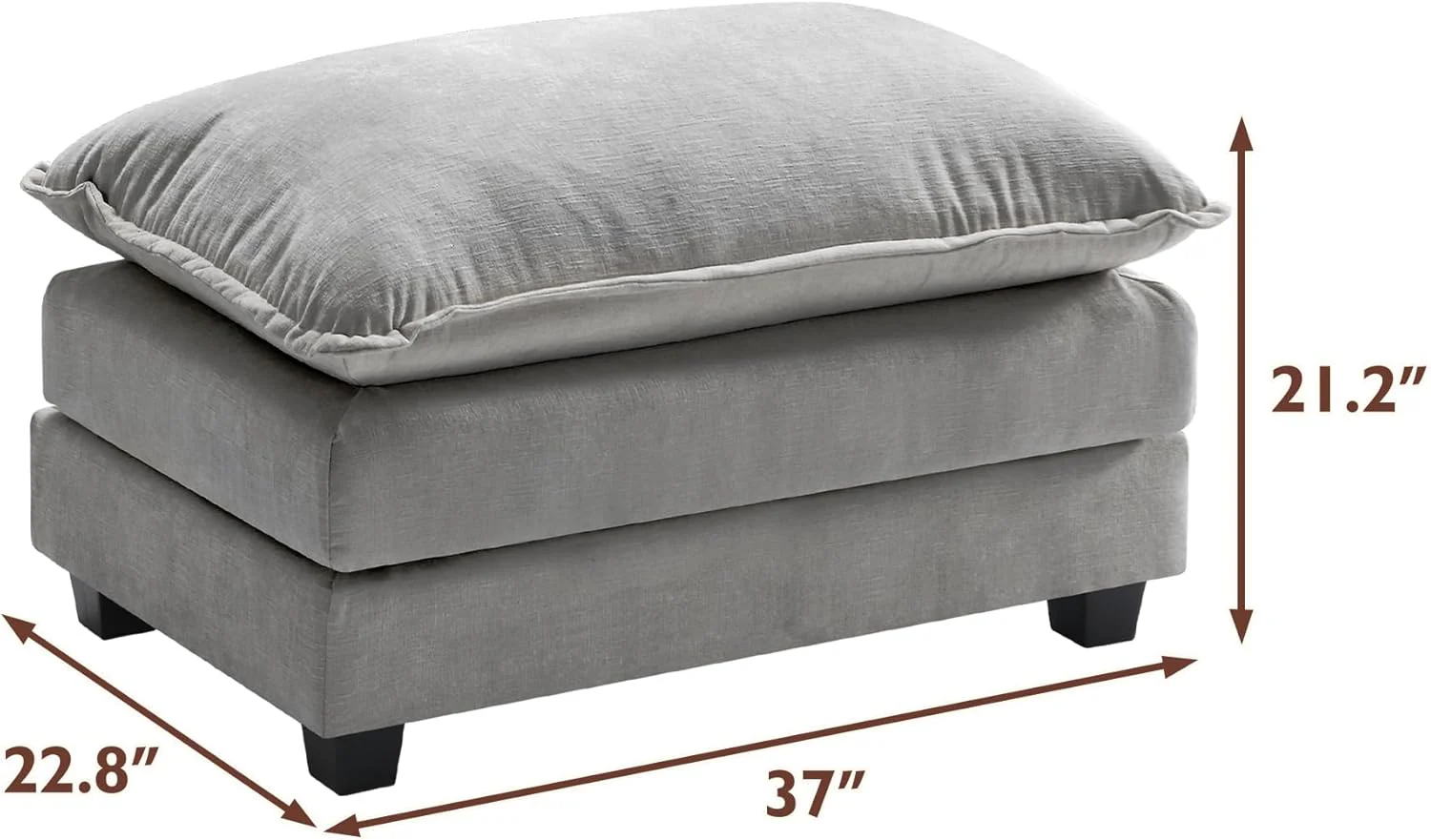 111.4 Inch L-Shaped Modern Sofa Modular Cloud Sofa Ottoman 4-Seater Chenille Deep Seat Sofa
