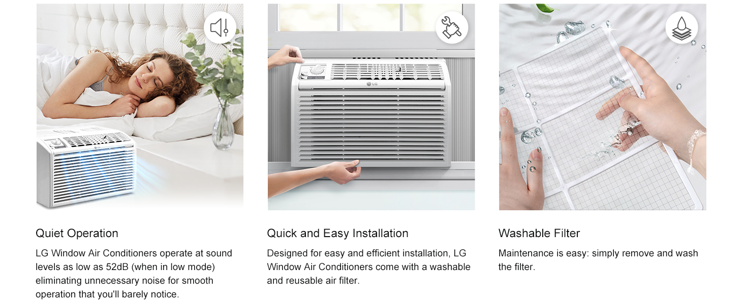 quiet operation quick and easy installation washable filter