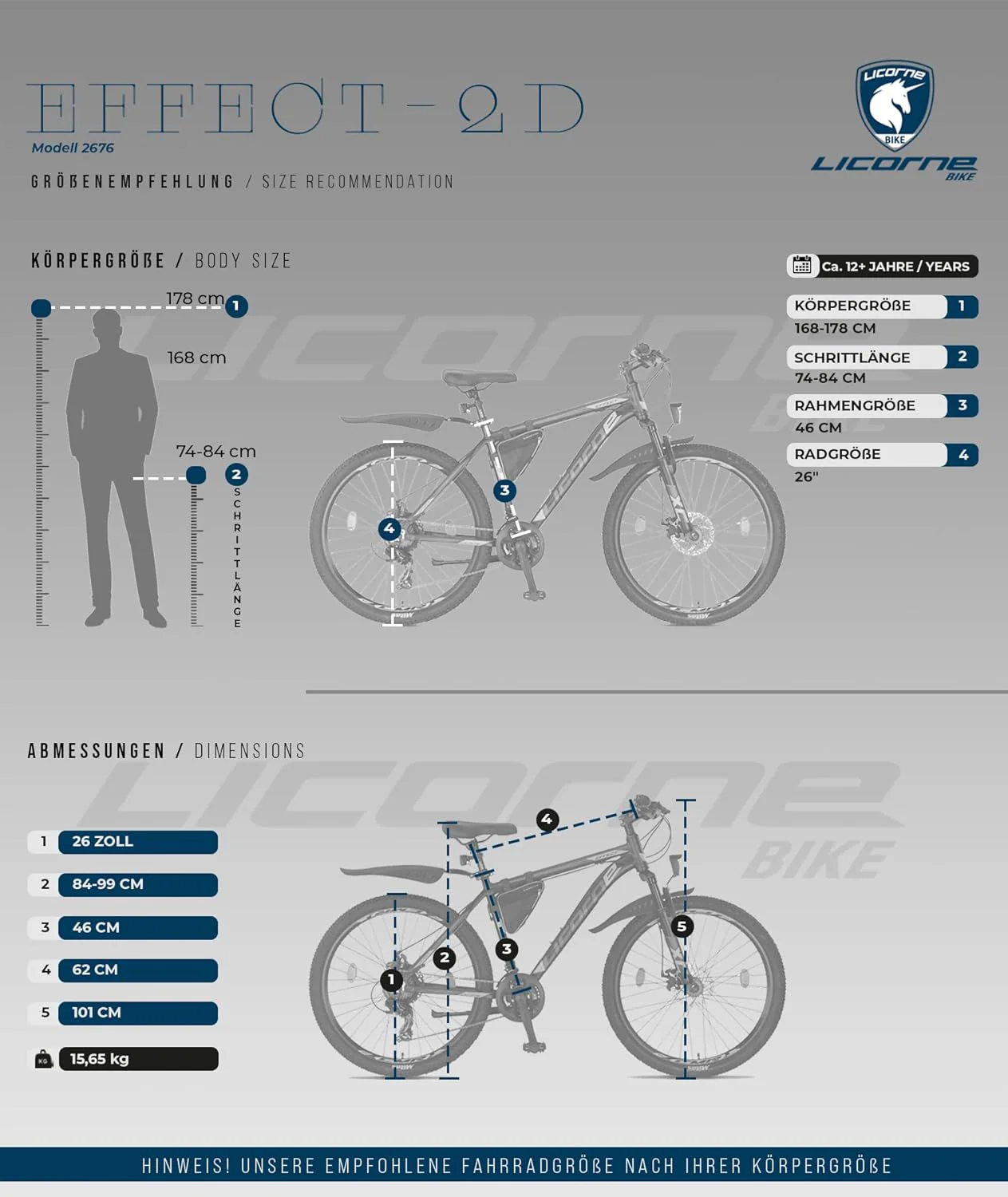 Licorne Bike Effect Premium Mountainbike Aluminium Discbremse Jungen Mädchen 21 Gang