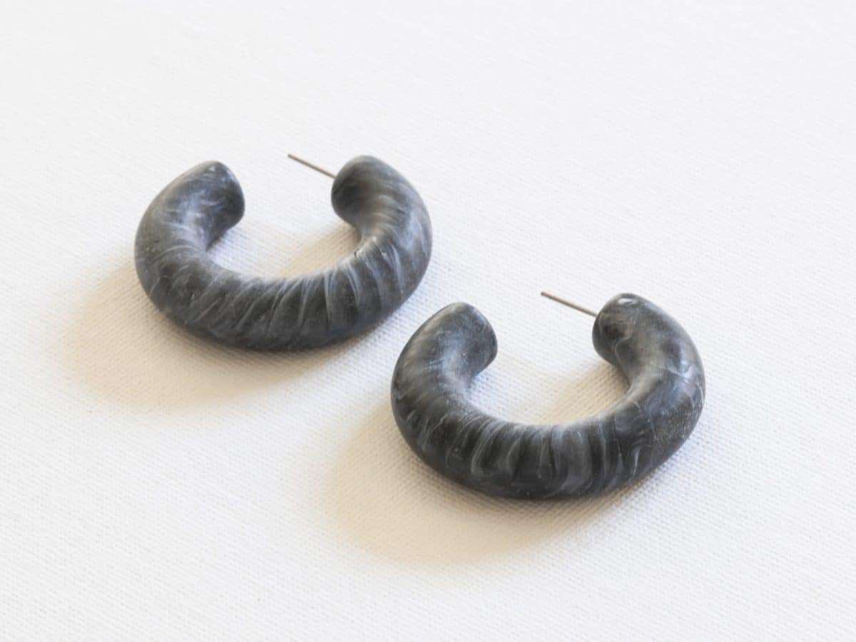 FINAL SALE Charlotte Resin Hoop Earrings, Black