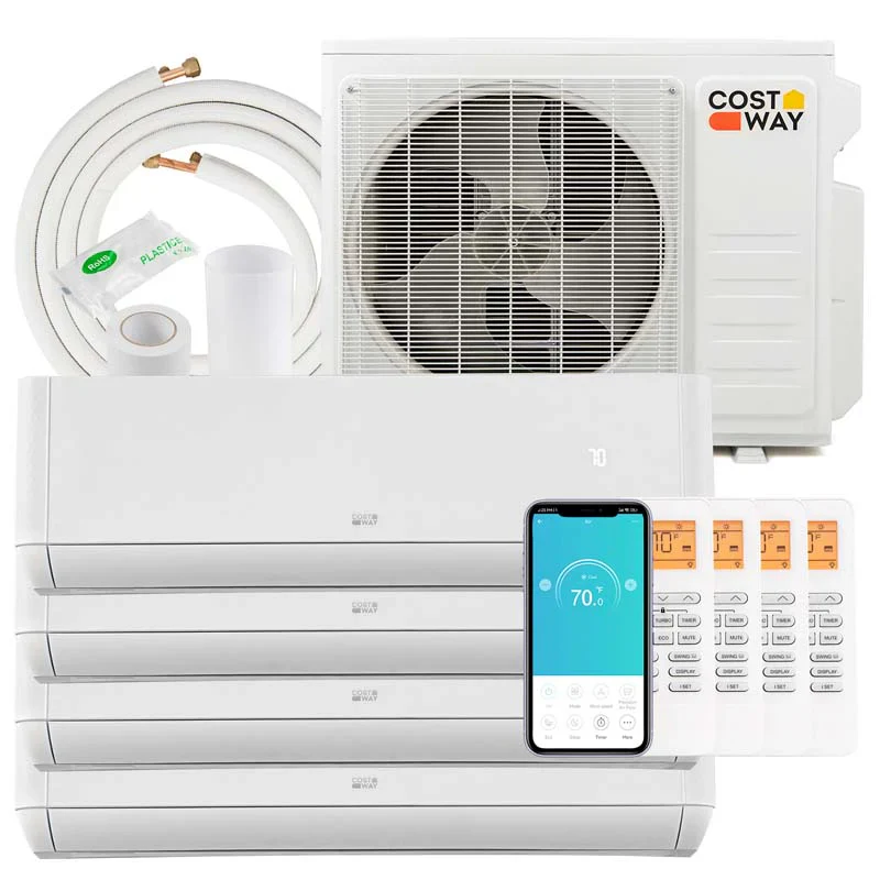36000 BTU 21.5 SEER2 Négyszekciós, 4 zónás Mini Split Klímaberendezés & Fűtés, Alexa-kompatibilis, Wifi-képes Inverteres Split Rendszerű AC Egység Hőszivattyúval