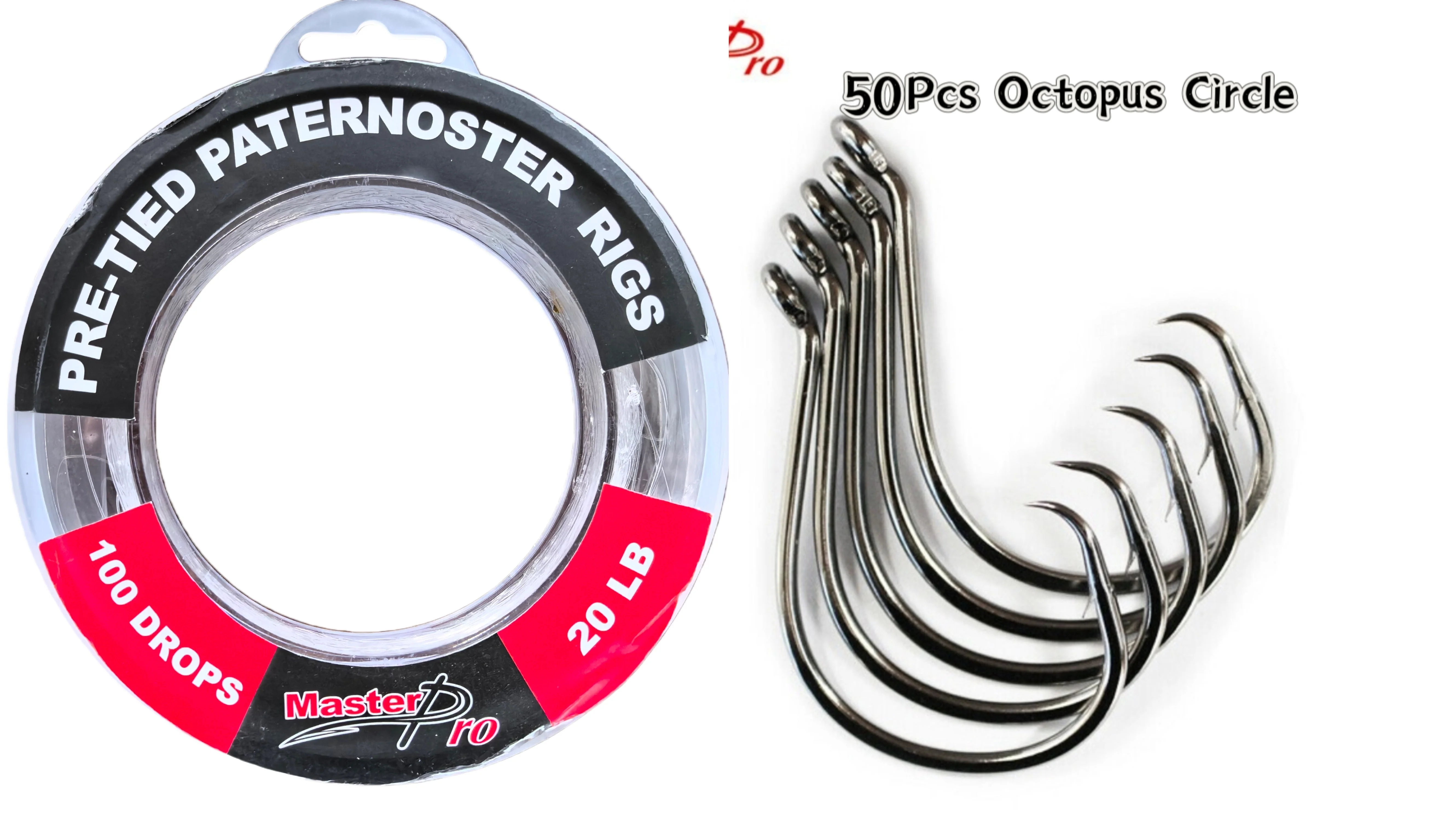 MASTERPRO 20LB Pre-Tied Paternoster Fishing Rigs �?Drop-Loop 25 Rigs per Spool, 100 Drops With $10 Hooks FREE!
