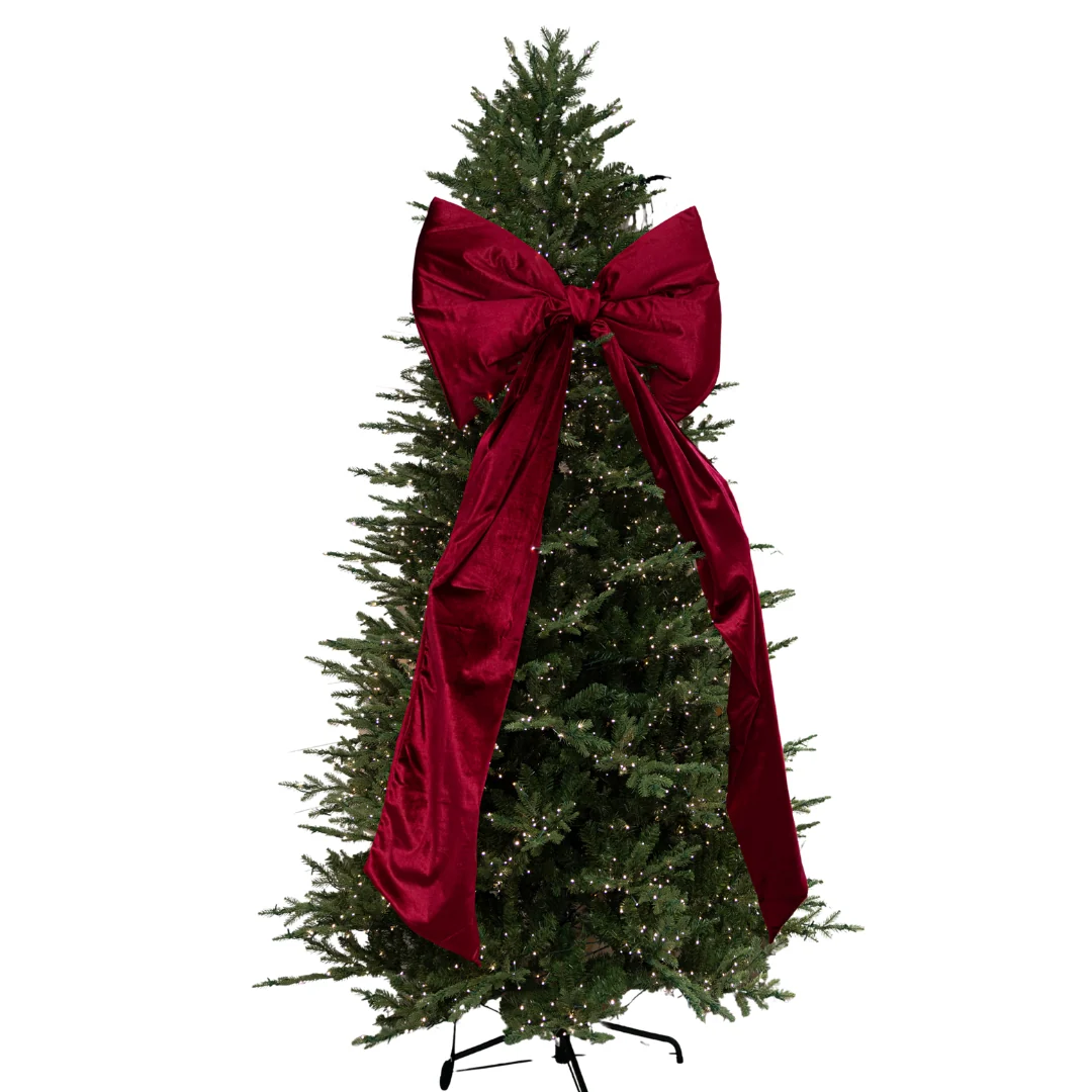 Oversized Velvet Bow Deep Red