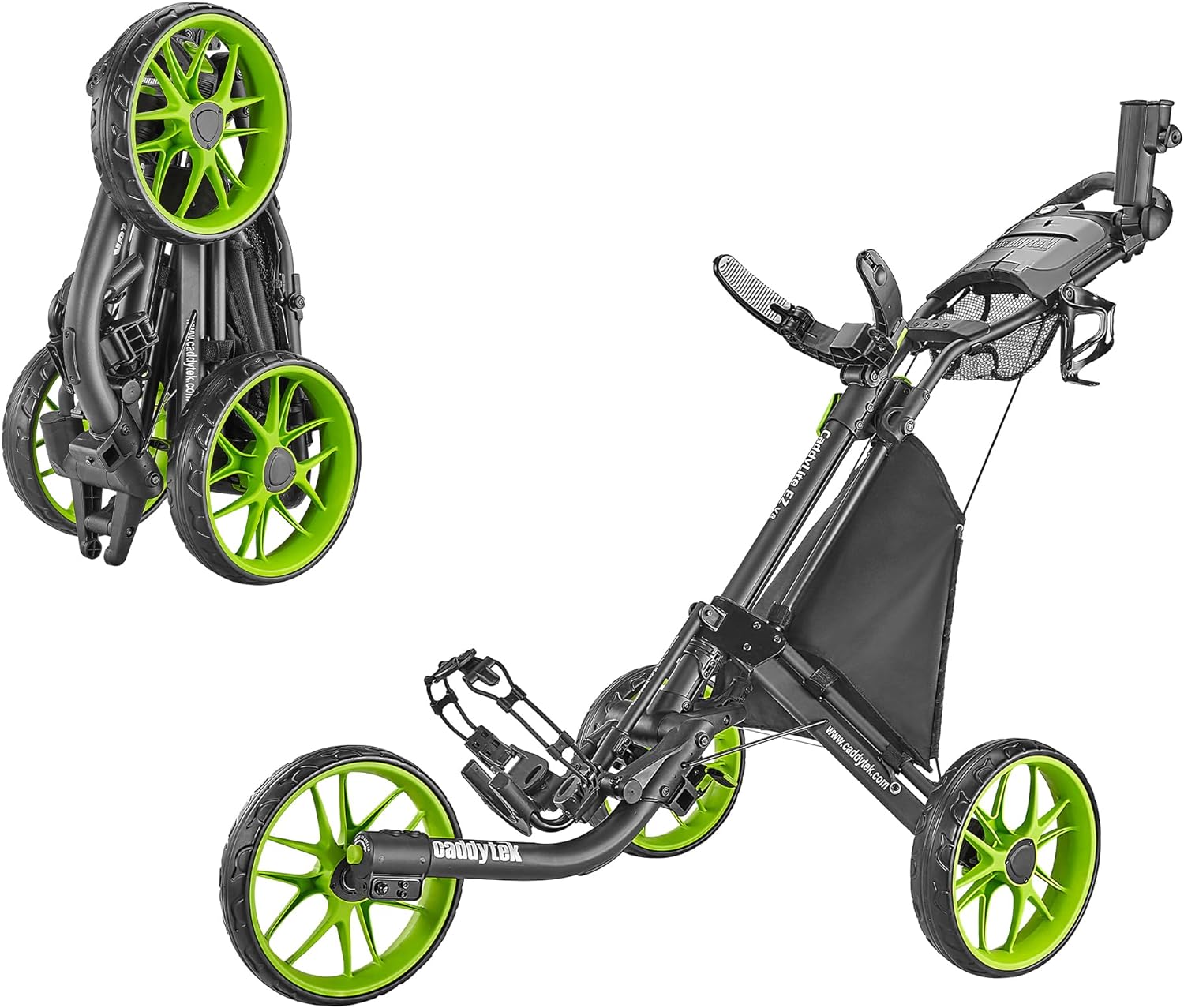 Carrello da golf a 3 ruote - Carrello da golf pieghevole e leggero con freno a pedale - Facile da aprire e chiudere