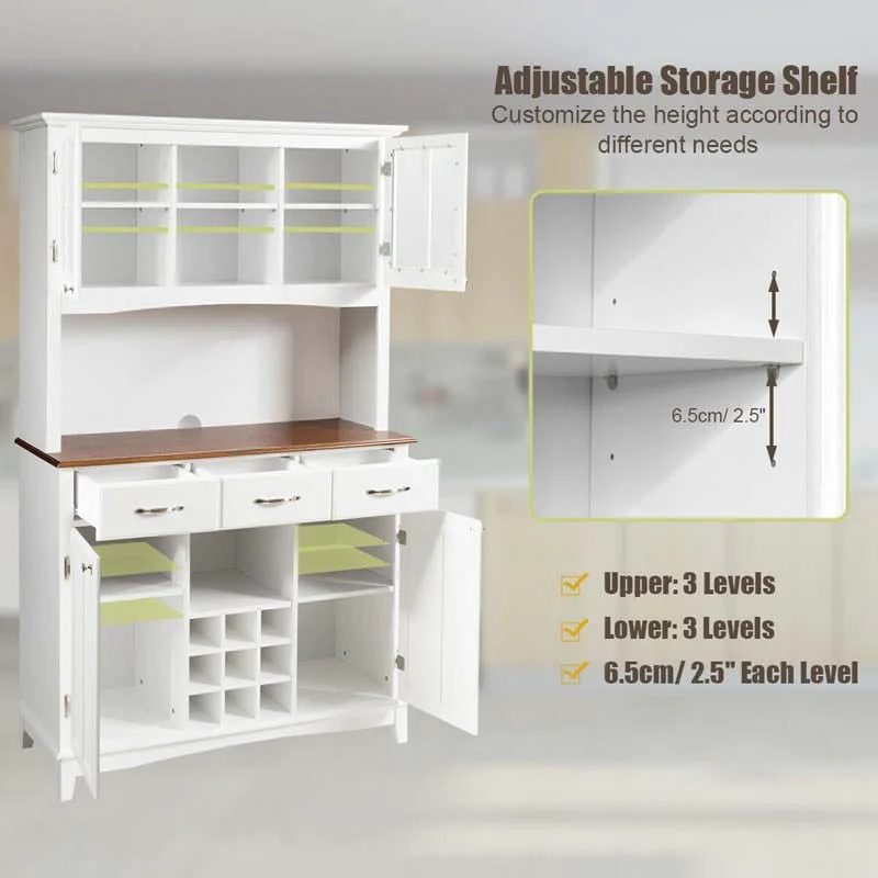 Eletriclife Wood Buffet Hutch Cabinet with 3 Large Drawers