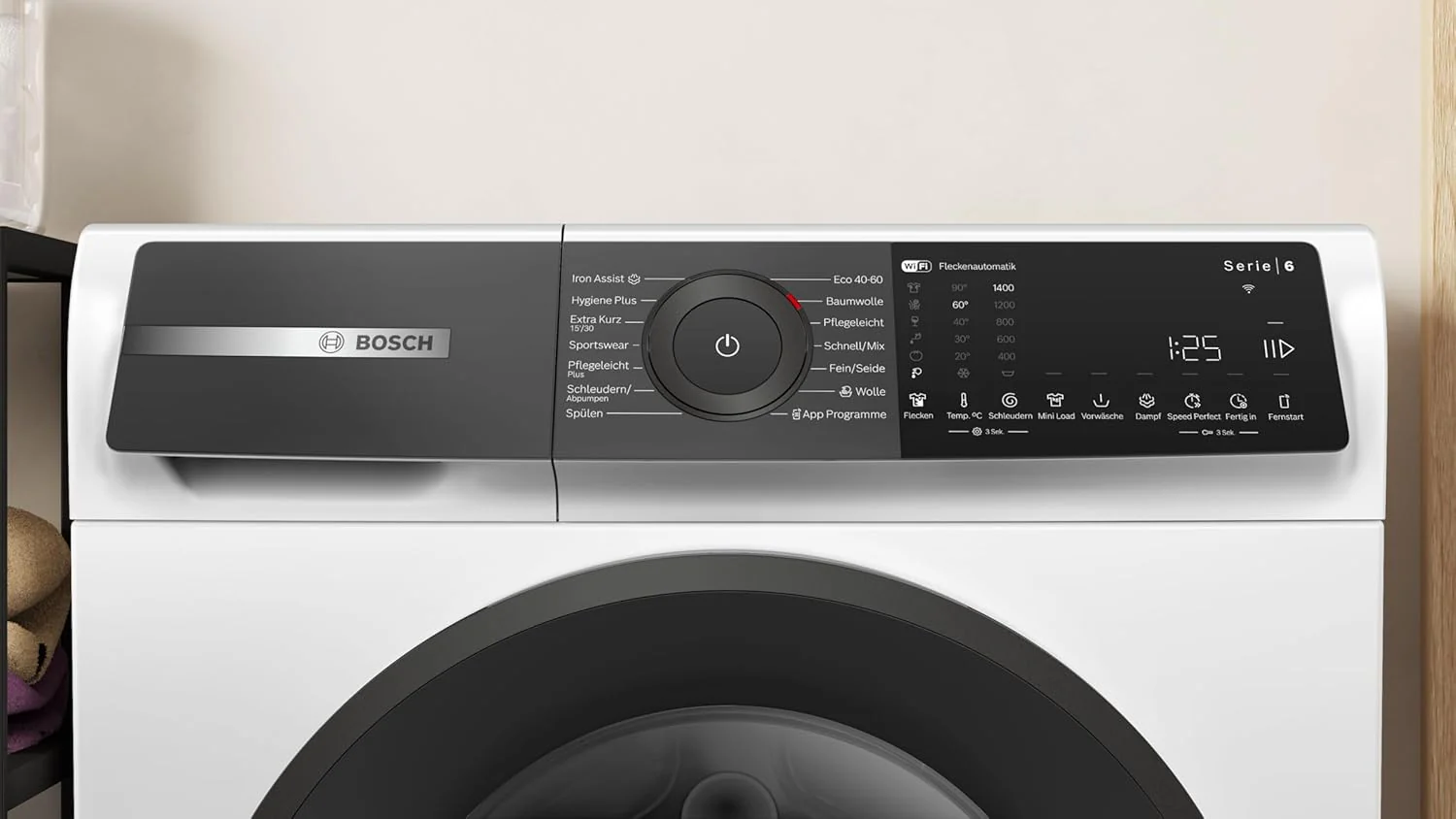 BOSCH WAN28127 Waschmaschine Serie 4, Frontlader mit 8kg Fassungsvermögen, 1400 UpM, Iron Assist, Active Water Plus, EcoSilence Drive, Speed Perfect, Weiß, 60cm