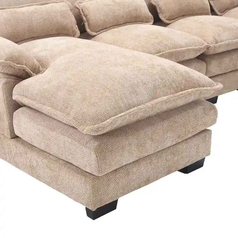U-Shaped Chenille Sectional Sofa - Reversible Modular Seating
