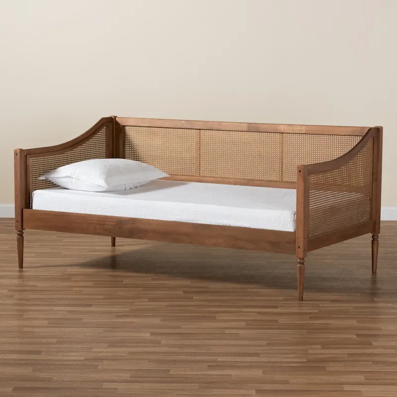 Ogden Mid-Century Modern Synthetic Rattan Daybed-Twin