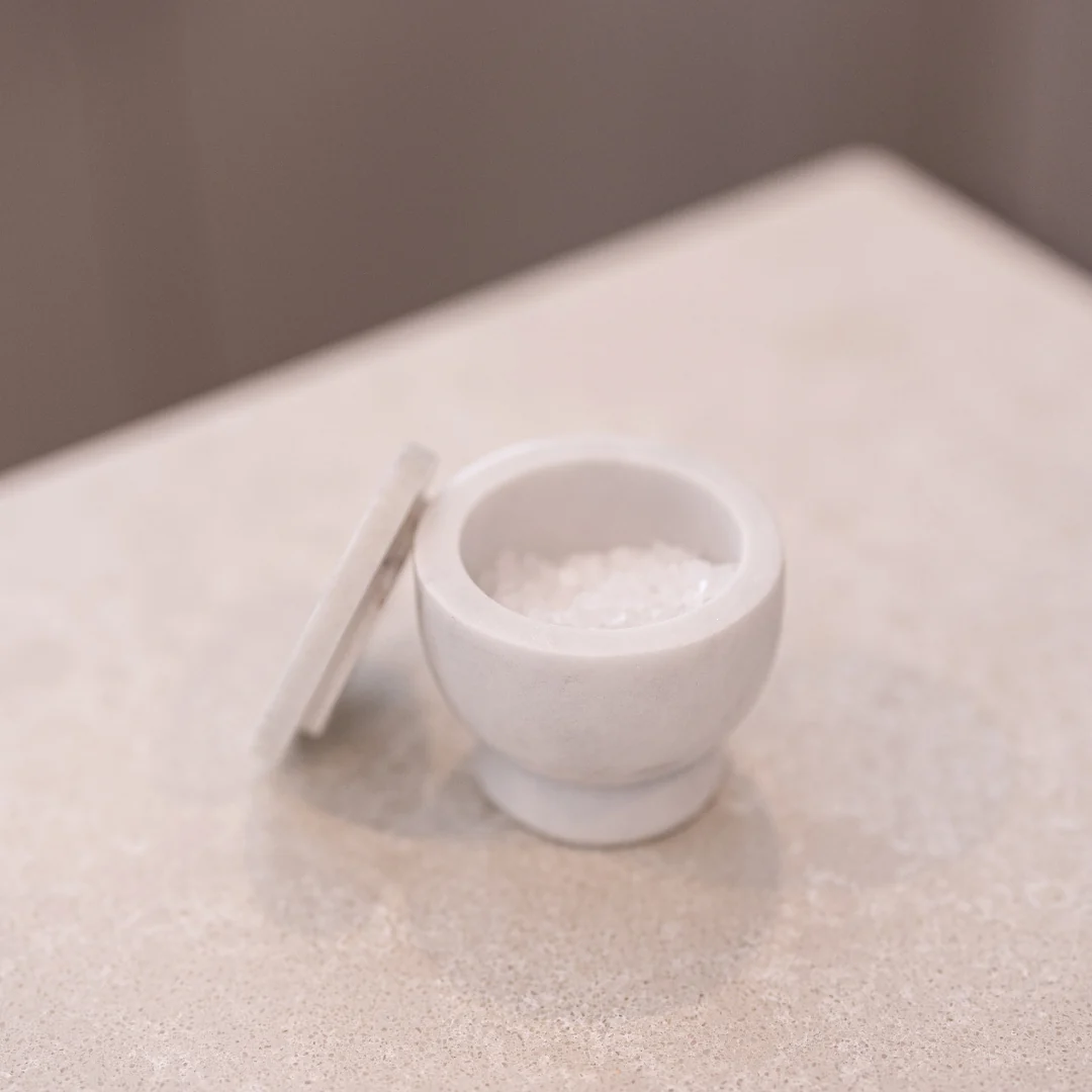 White Marble Lidded Salt Cellar
