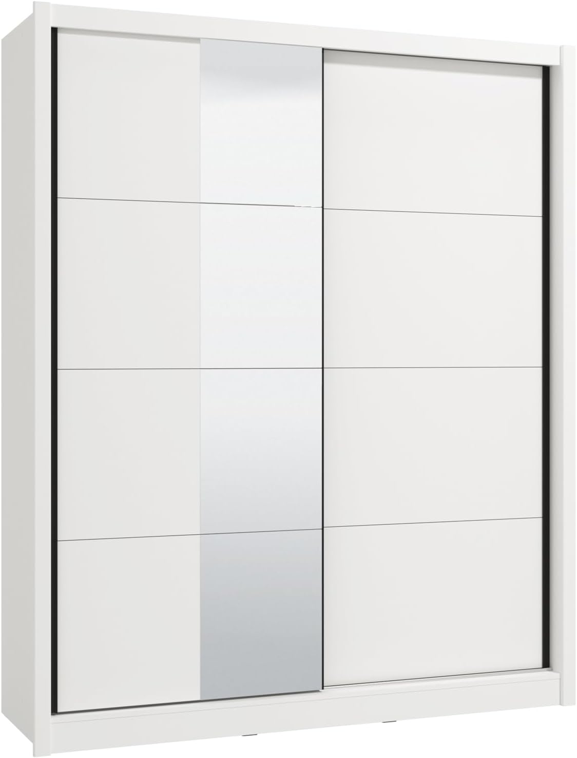 Arredo Stock Armadio moderno in MDF bianco 2 ante scorrevoli con specchio 180X59,8X215,5 cm