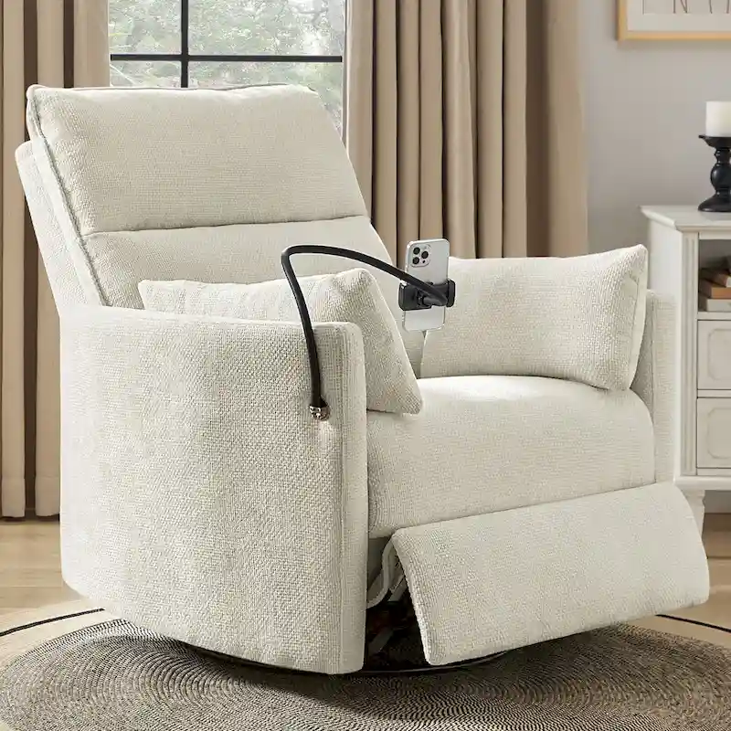 Barry Modern 38 Power Rocking Swivel Nursery Recliner with USB Ports by HULALA HOME