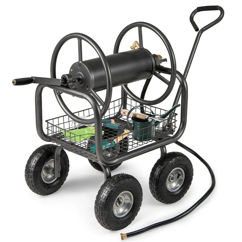 Portable Garden Hose Reel Cart Holds 300FT of 5/8