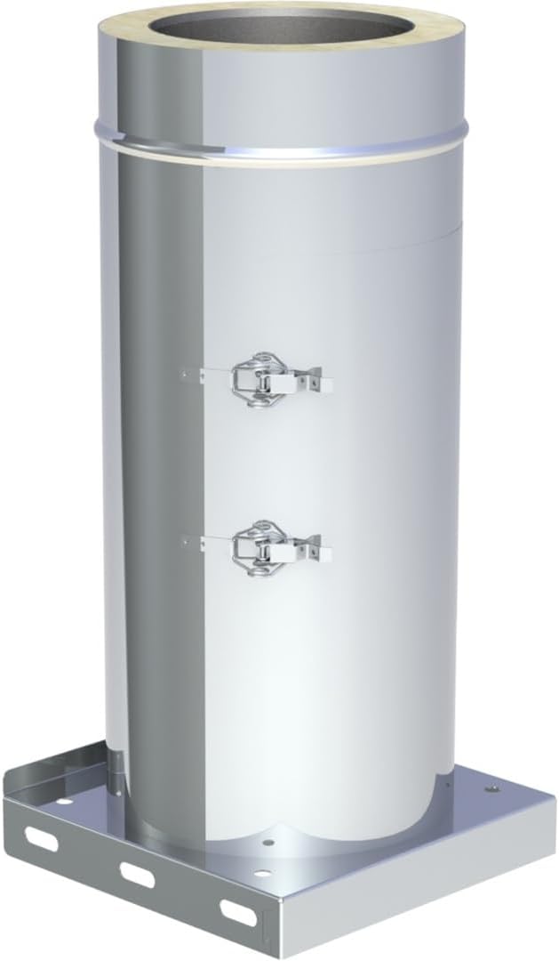 Jeremias DW-FU 200mm Doppelwand Edelstahl Revisionselement Design Plus mit Grundplatte und Kondensatablauf Innenbereich bis 600°C