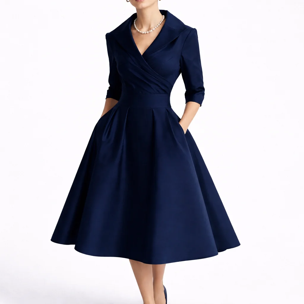 Women��s Midi Dress Elegant A-Line Silhouette