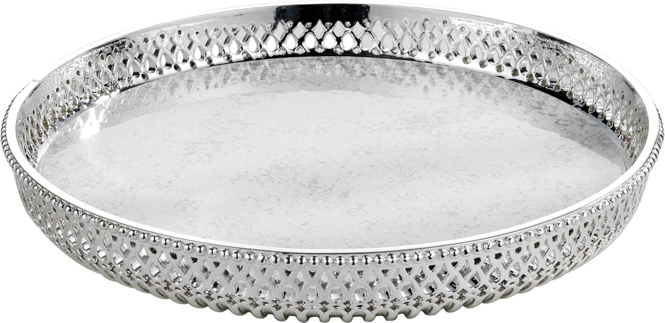 Resin Petit Glass Tray, Silver-White