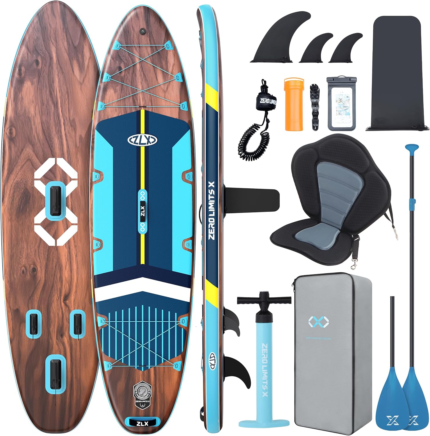 ZLX Stand Up Paddle Board gonfiabile con sedile per tutti i livelli di abilità, 11'6 x 35 Super Wide SUP con pinna di equilibrio brevettata