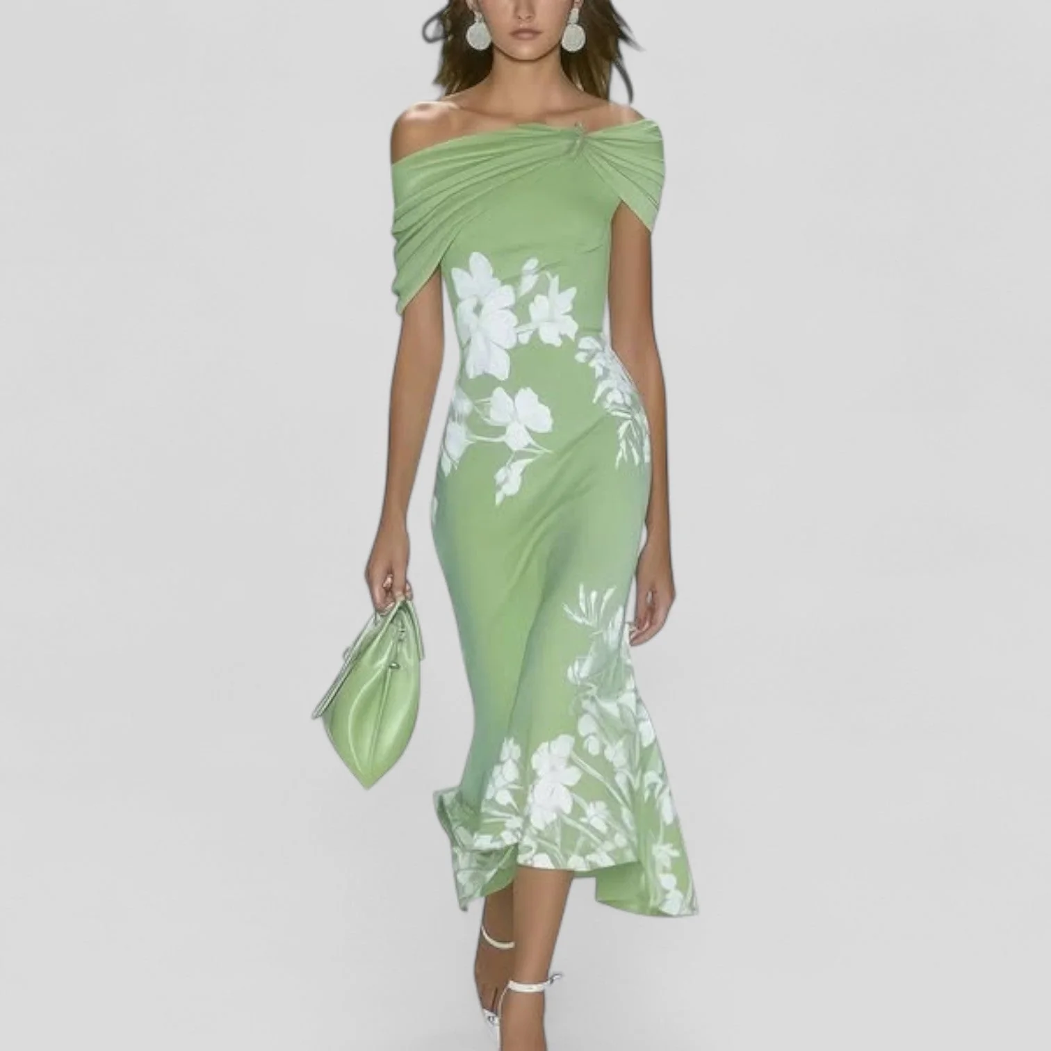 Womena??s Elegant Midi Dress Unique Print Design for Effortless Style