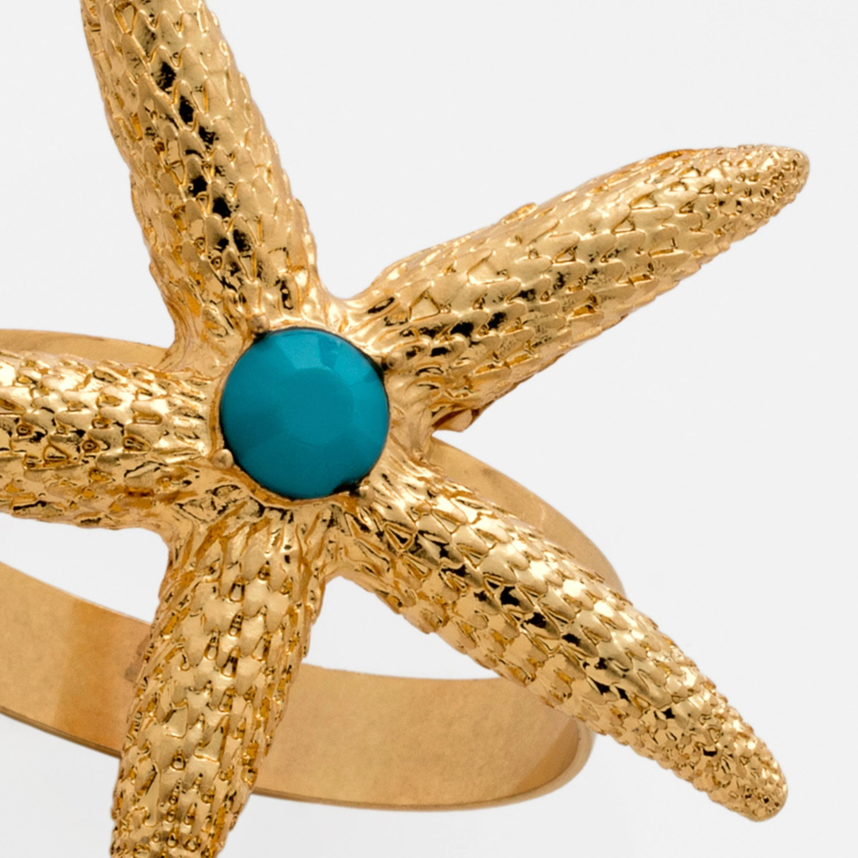 Starfish Skinny Napkin Rings, Gold, Set of 4