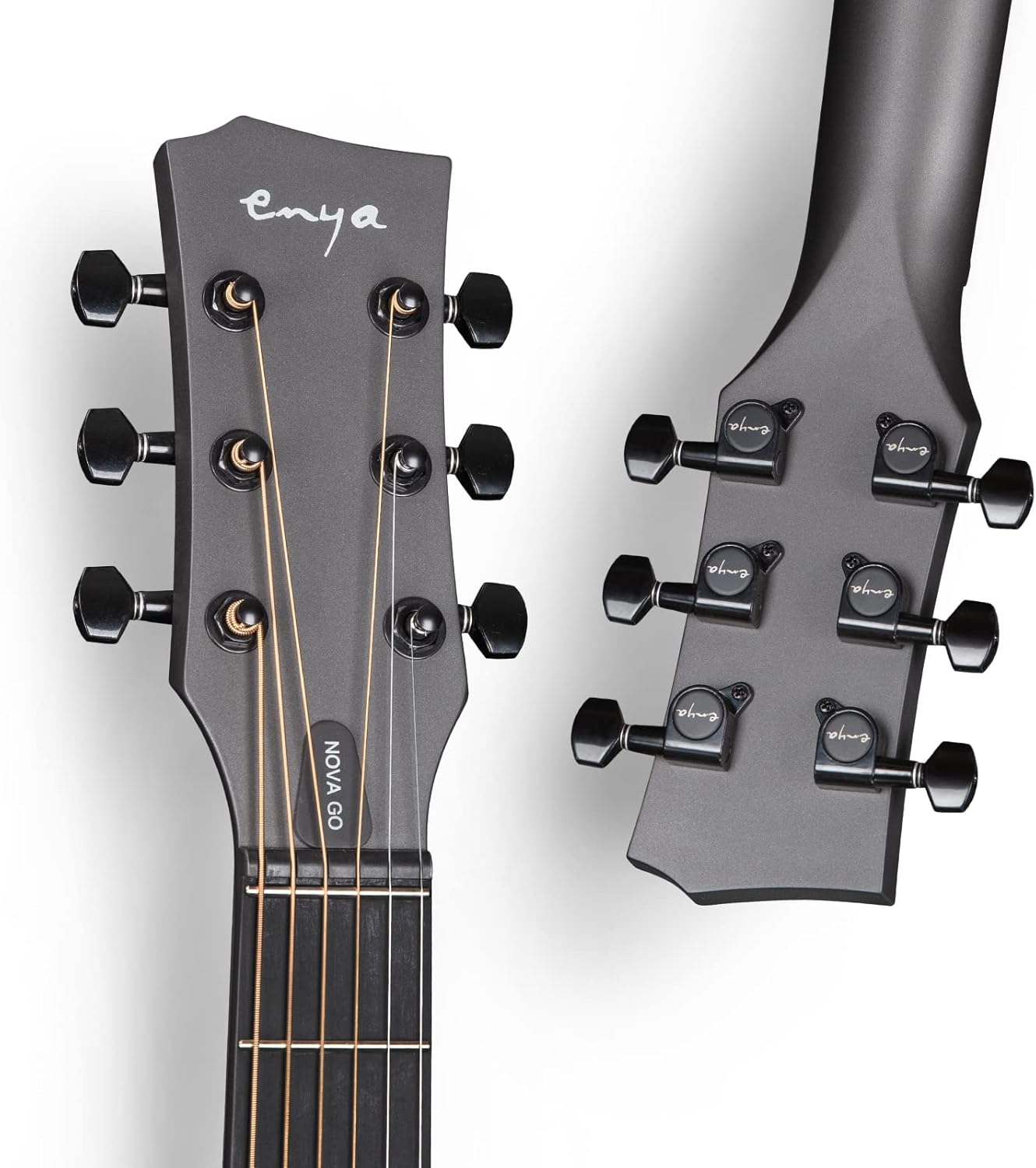 Enya 35-Zoll Anfänger Gitarre Set - Kohlefaser Schwarz Nova Go SP1 Akustik Gitarre Cutaway Carbon Fiber Acoustic Guitar für Kinder Erwachsene