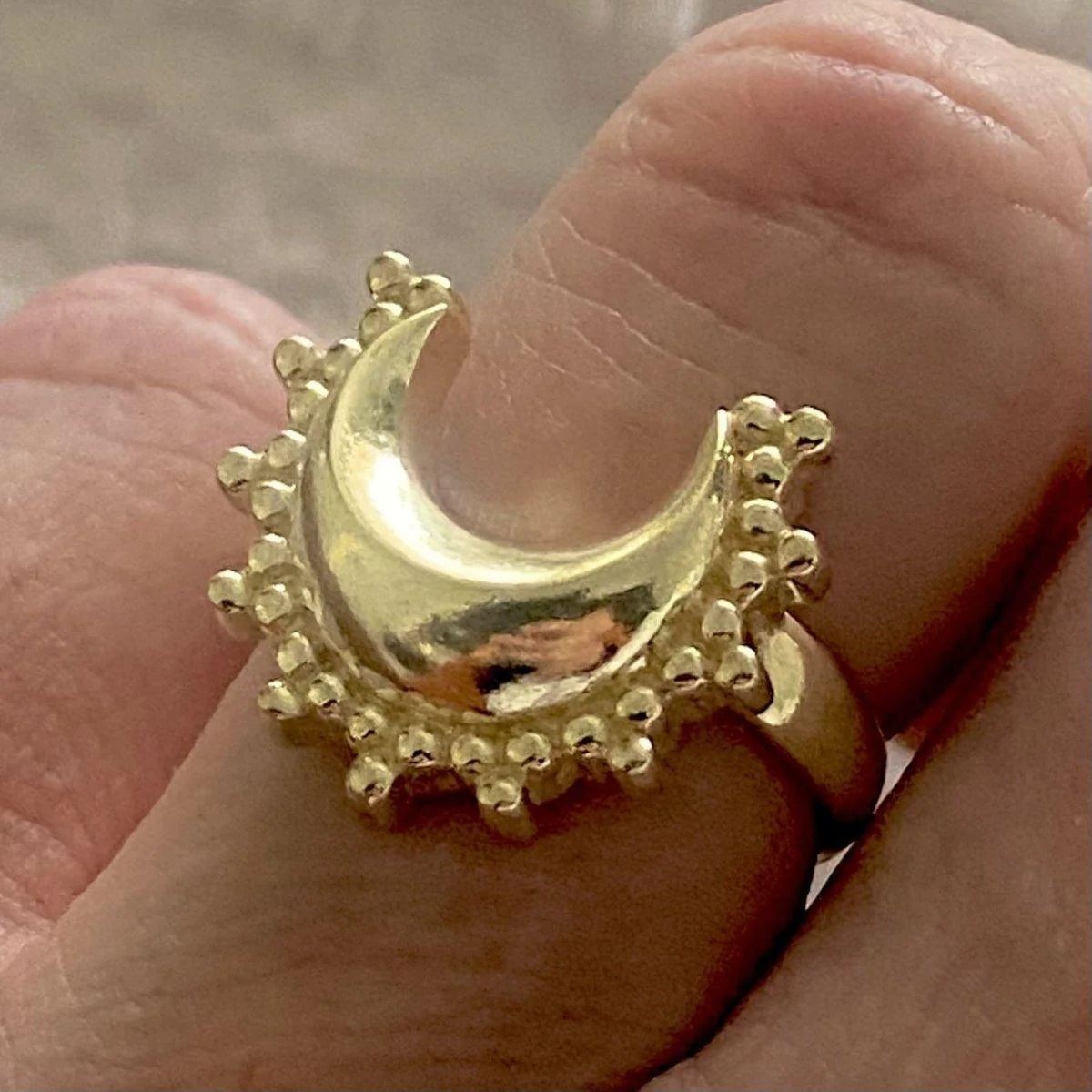Laihas Prestige ‘Tammie�?Goddess Crescent Moon Boho Ring- Gold
