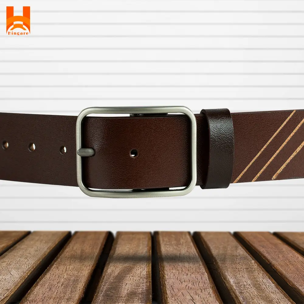 Laser Cut 3 Line Desgin Genuine Leather Belts for Men's 2