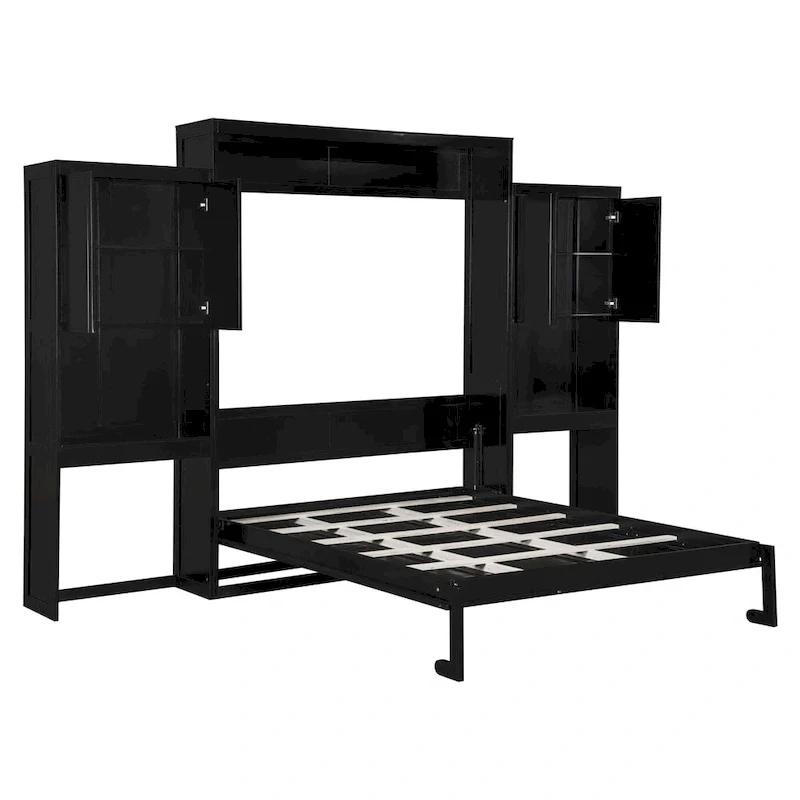 All-in-one Murphy Bed with Desk, Vanity and Wardrobe Queen Folding Bed