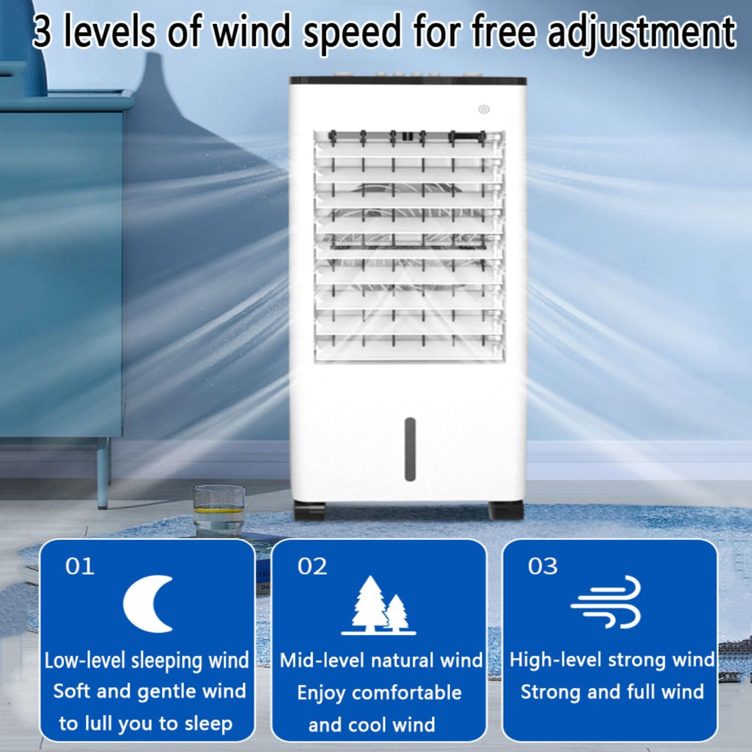 Leise Luftkühler Air Conditioner Mobile Klimaanlage mit Fernbedienung | Wasserkühler | Verdunstungskühler mit 3 Luftgeschwindigkeiten 12h Timer Mobiles Klimagerät für Zimmer und Büro