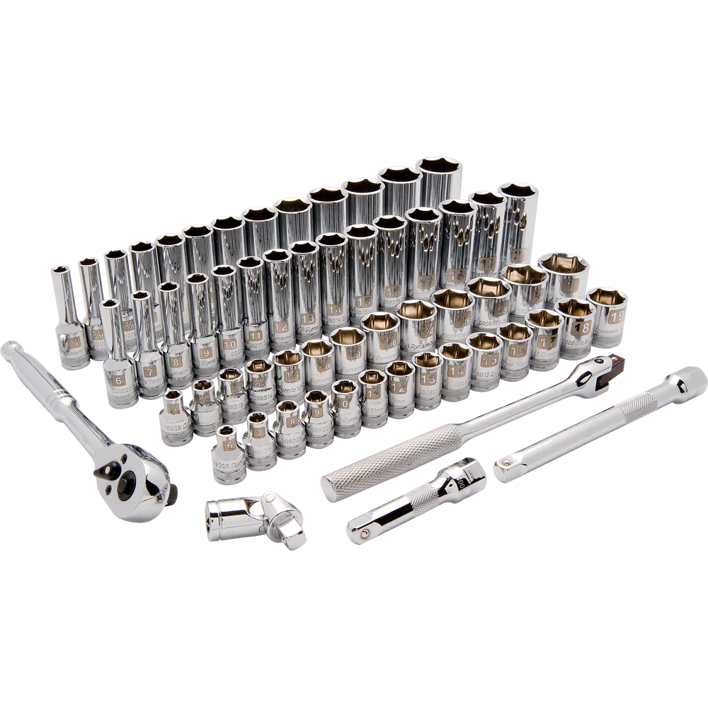 Dynamic D010012  ~  3/8 Inch Drive 60Pc 6 Point Std/Deep Sae/M
