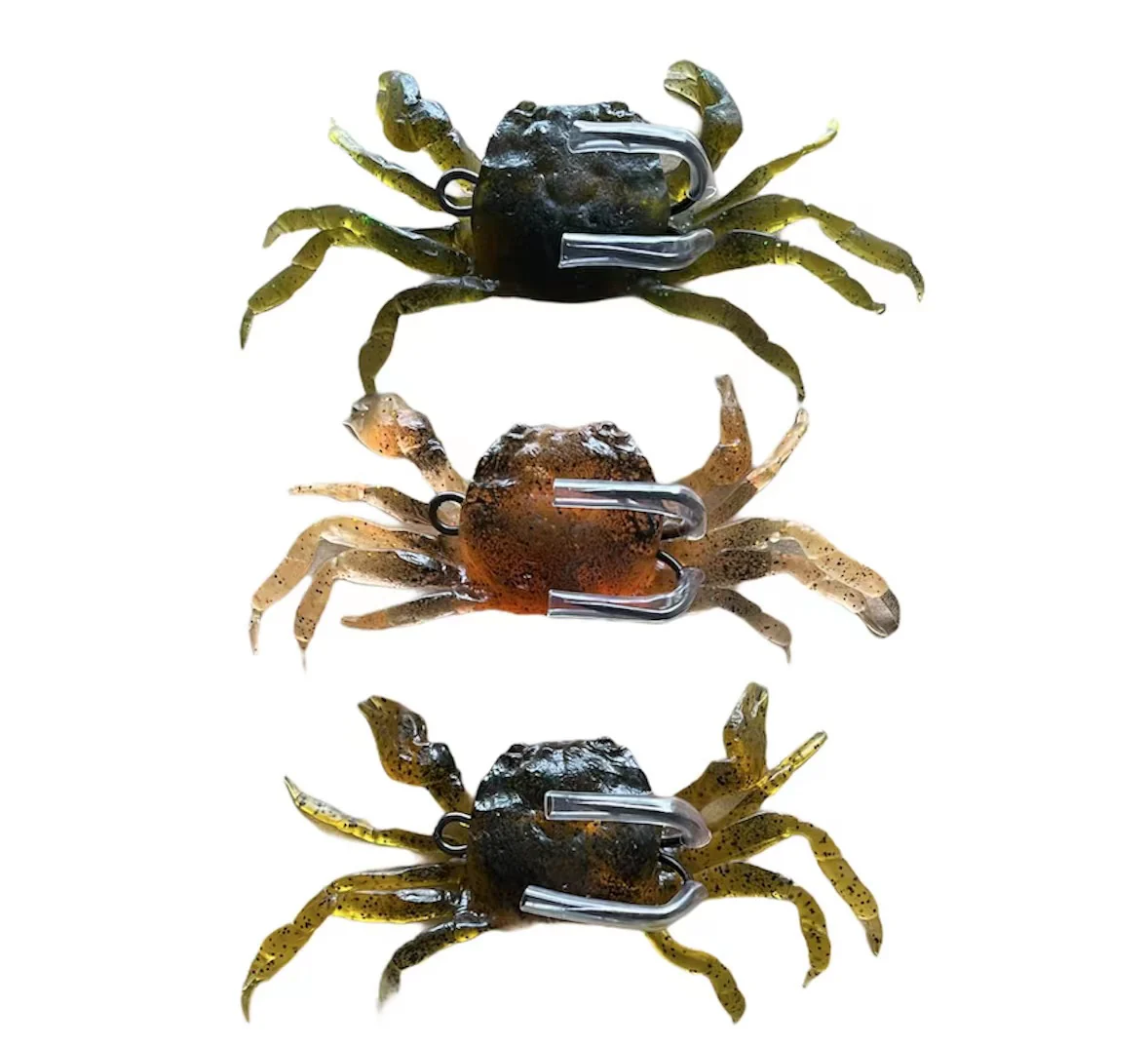 3 x Artificial Simulation Soft Plastic Crab 3D Lure 32g Hook 3 Colours Fishing Tackle