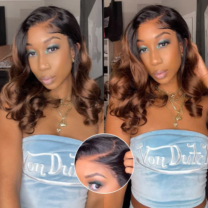 Body Wave Left C Part Glueless Wig Pre Plucked Pre Bleached Knots Pre Cut 8X5 HD Lace Front Human Hair Wigs