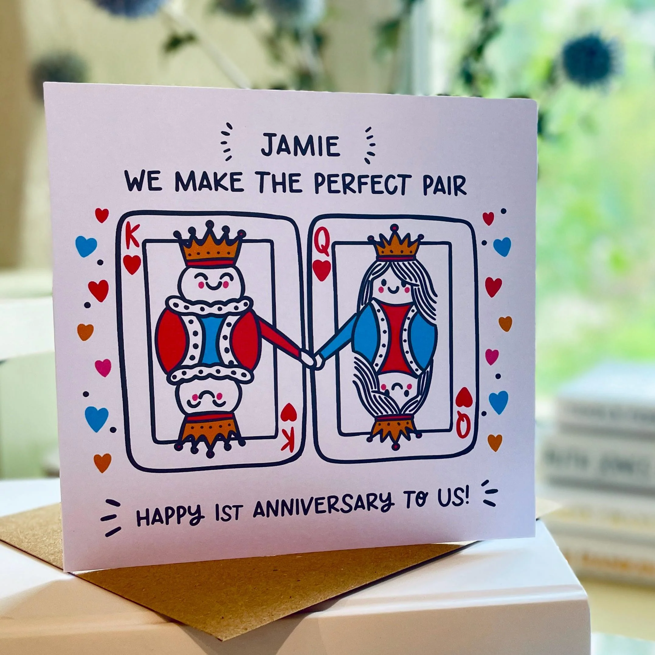 Husband 1st Anniversary Card: Personalised with Kraft envelope