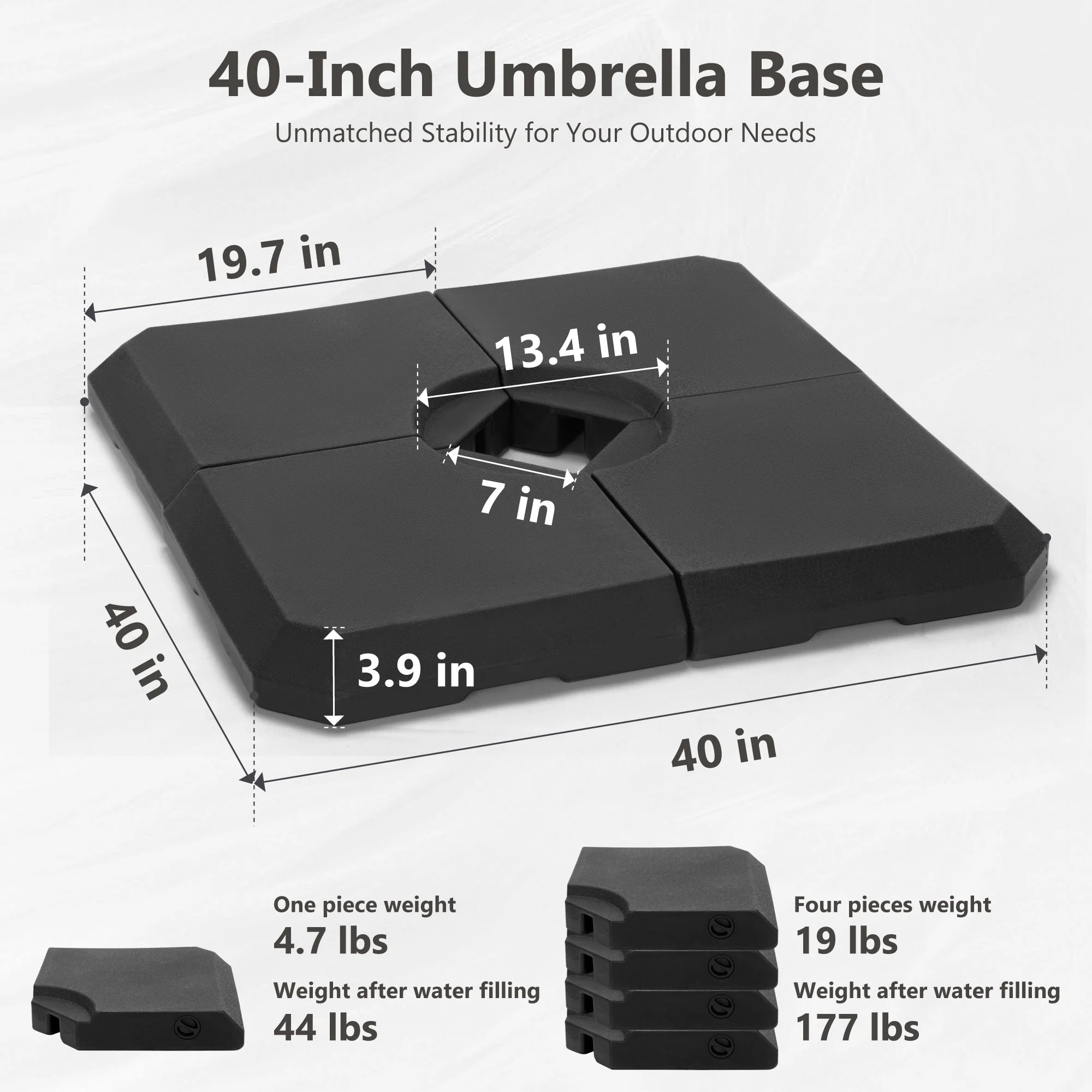 MAISON ARTS 12 FT Automatic Hydraulic Cantilever Umbrella Aluminum Pole 360 Degree Rotation